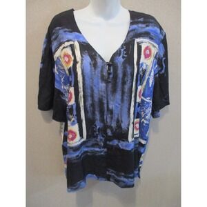 90's Fitting Image V Neck Pull Over Artsy Top Size 16W